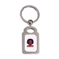 Womens Afro African American Black Woman Lyme Disease Warrior V Neck Silver Rectangle Keychain | Artistshot