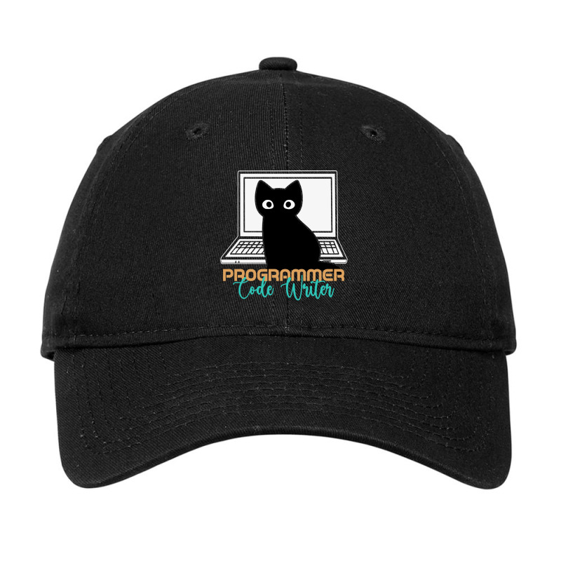 Funny Cat Programmer Code Writer Programming Codin Adjustable Cap | Artistshot