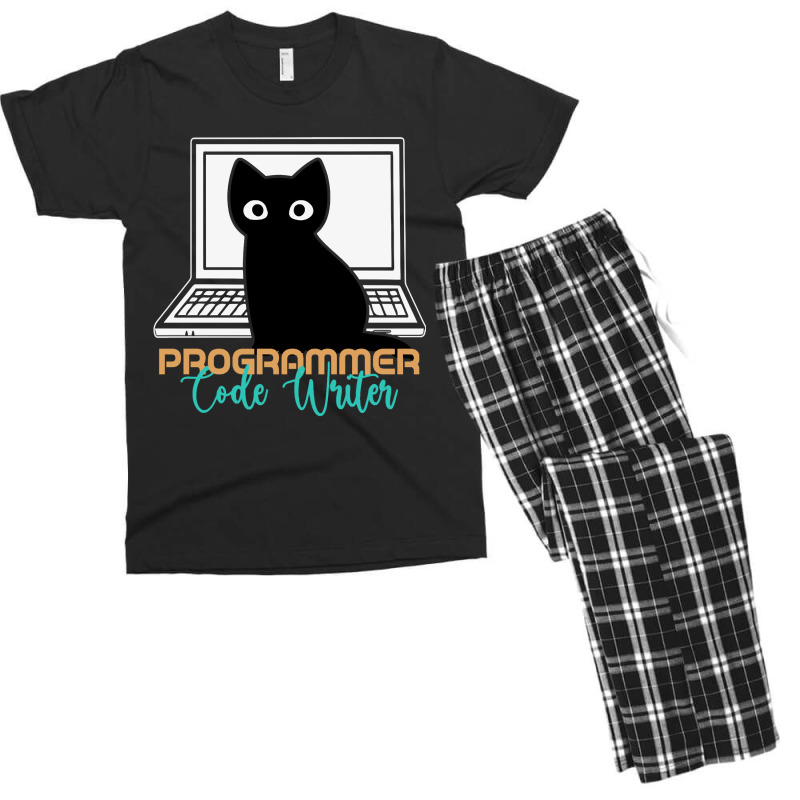 Funny Cat Programmer Code Writer Programming Codin Men's T-shirt Pajama Set | Artistshot