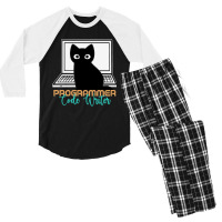 Funny Cat Programmer Code Writer Programming Codin Men's 3/4 Sleeve Pajama Set | Artistshot