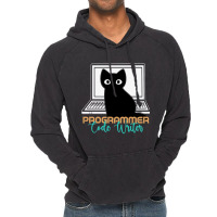 Funny Cat Programmer Code Writer Programming Codin Vintage Hoodie | Artistshot