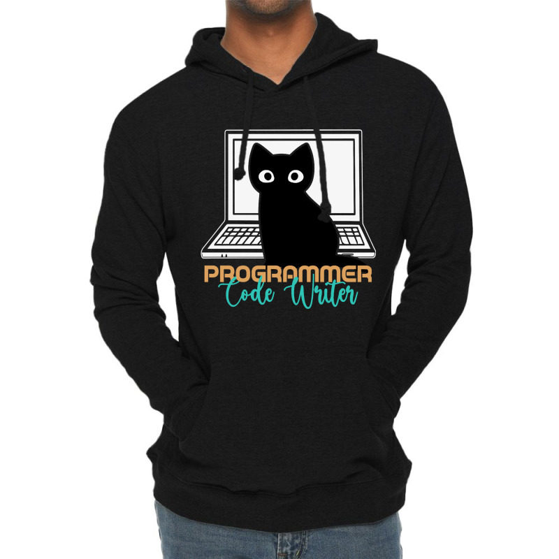 Funny Cat Programmer Code Writer Programming Codin Lightweight Hoodie | Artistshot