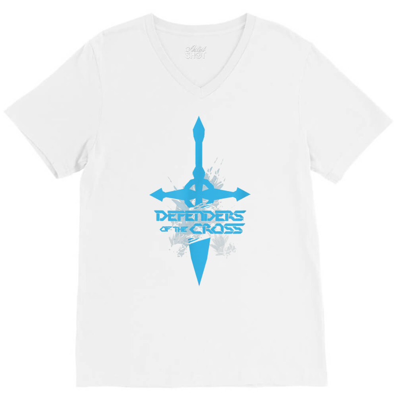 Silhouette Cyan Cross Sword T Shirt V-neck Tee | Artistshot