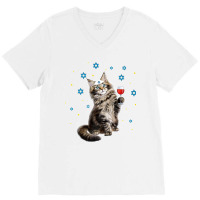 Happy Passover Maine Coon Cat Funny Seder Jewish Holiday Premium V-neck Tee | Artistshot