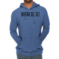 Marina Del Rey Vintage Black Text Apparel T Shirt Lightweight Hoodie | Artistshot