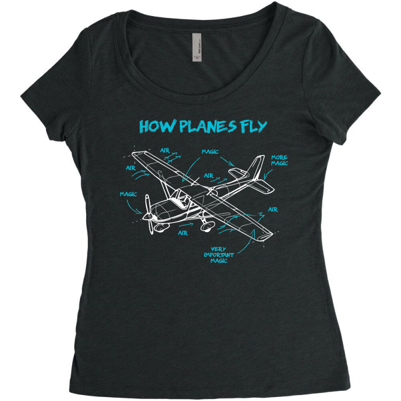 How Planes Fly Funny Aviation Gift Rc Plane Pilot Women's Triblend Scoop T-shirt by VictorCruz | Artistshot