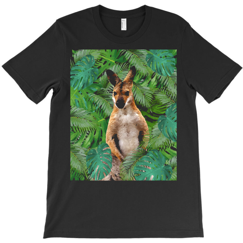 Big Palm Leaves Pattern Blue Color T  Shirt Wallaby Jungle Leaves Mons T-shirt | Artistshot