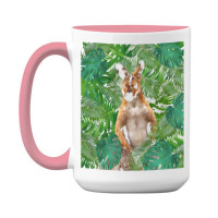 Big Palm Leaves Pattern Blue Color T  Shirt Wallaby Jungle Leaves Mons 15 Oz Coffee Mug | Artistshot