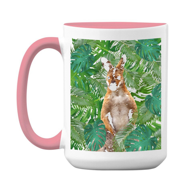 Big Palm Leaves Pattern Blue Color T  Shirt Wallaby Jungle Leaves Mons 15 Oz Coffee Mug | Artistshot