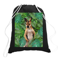 Big Palm Leaves Pattern Blue Color T  Shirt Wallaby Jungle Leaves Mons Drawstring Bags | Artistshot