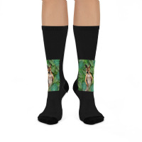 Big Palm Leaves Pattern Blue Color T  Shirt Wallaby Jungle Leaves Mons Crew Socks | Artistshot