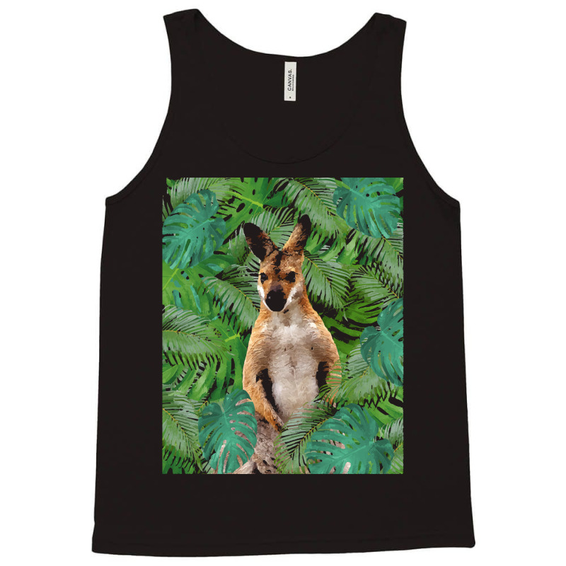 Big Palm Leaves Pattern Blue Color T  Shirt Wallaby Jungle Leaves Mons Tank Top | Artistshot