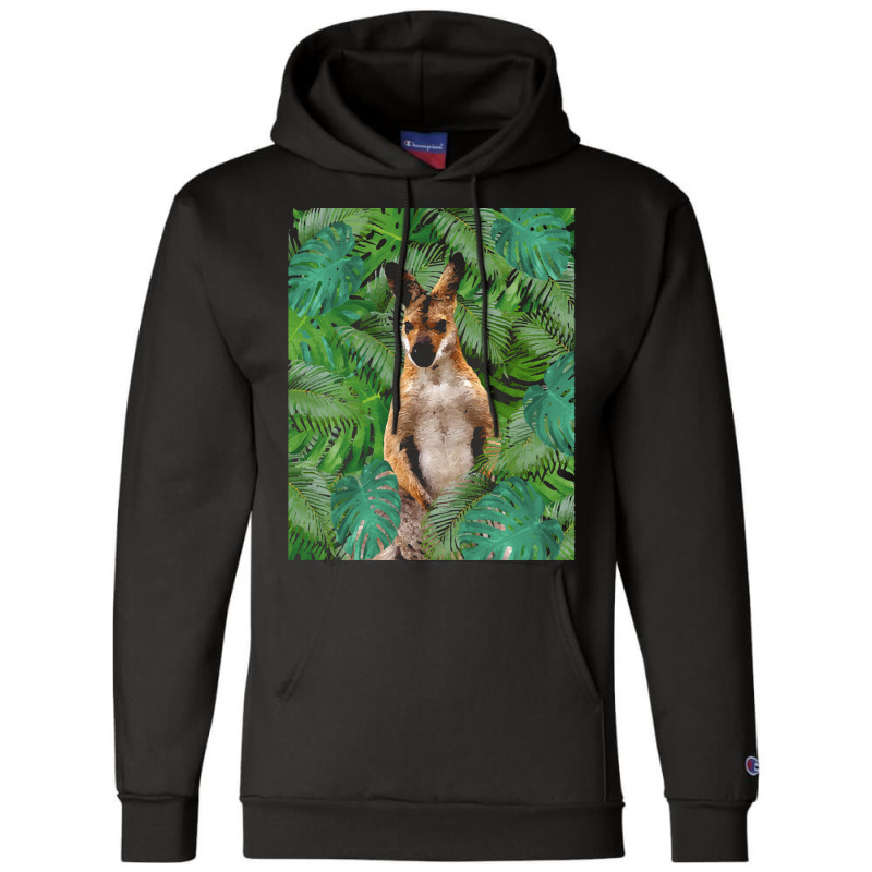 Big Palm Leaves Pattern Blue Color T  Shirt Wallaby Jungle Leaves Mons Champion Hoodie | Artistshot