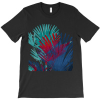 Big Palm Leaves Pattern Blue Color T  Shirtpalm Leaves Pattern Blue Co T-shirt | Artistshot