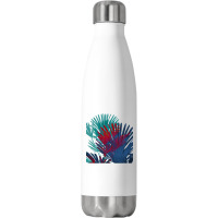 Big Palm Leaves Pattern Blue Color T  Shirtpalm Leaves Pattern Blue Co Stainless Steel Water Bottle | Artistshot