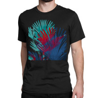 Big Palm Leaves Pattern Blue Color T  Shirtpalm Leaves Pattern Blue Co Classic T-shirt | Artistshot