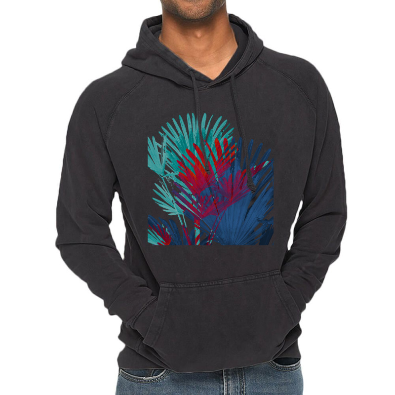 Big Palm Leaves Pattern Blue Color T  Shirtpalm Leaves Pattern Blue Co Vintage Hoodie | Artistshot