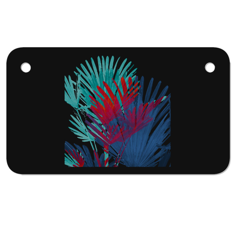 Big Palm Leaves Pattern Blue Color T  Shirtpalm Leaves Pattern Blue Co Motorcycle License Plate | Artistshot