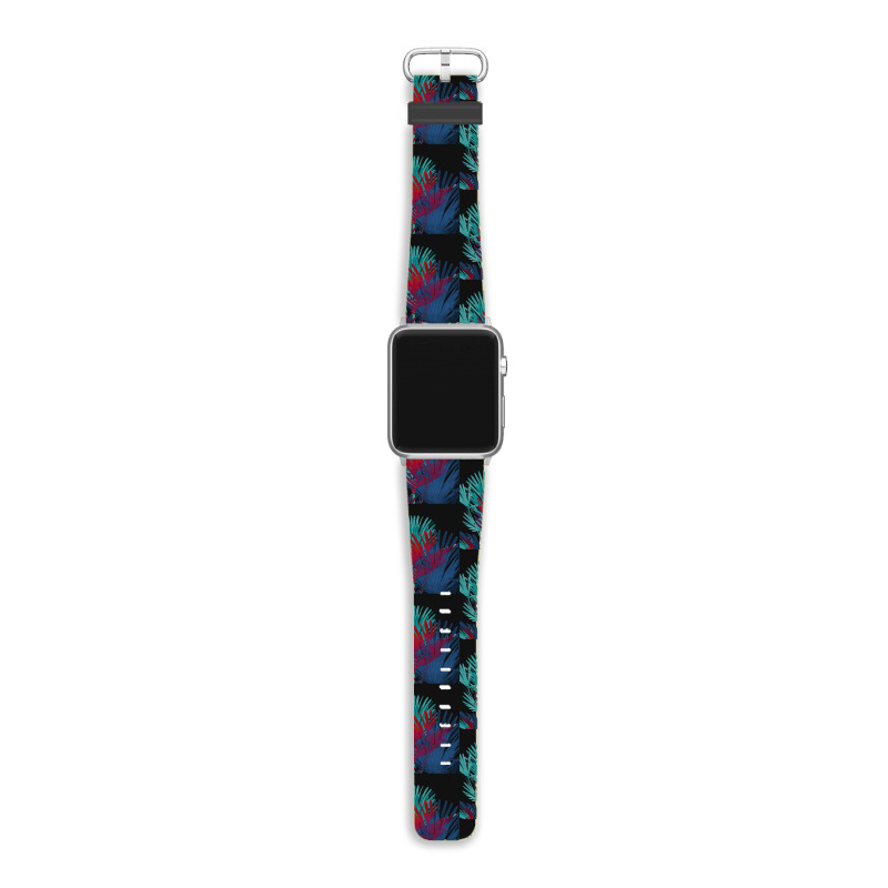 Big Palm Leaves Pattern Blue Color T  Shirtpalm Leaves Pattern Blue Co Apple Watch Band | Artistshot