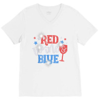 Woman Red Wine And Blue Bling Rhinestone 4th Of July T Shirt V-neck Tee | Artistshot