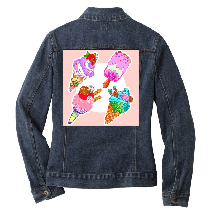 Ice Cream Day Ladies Denim Jacket by Artango | Artistshot