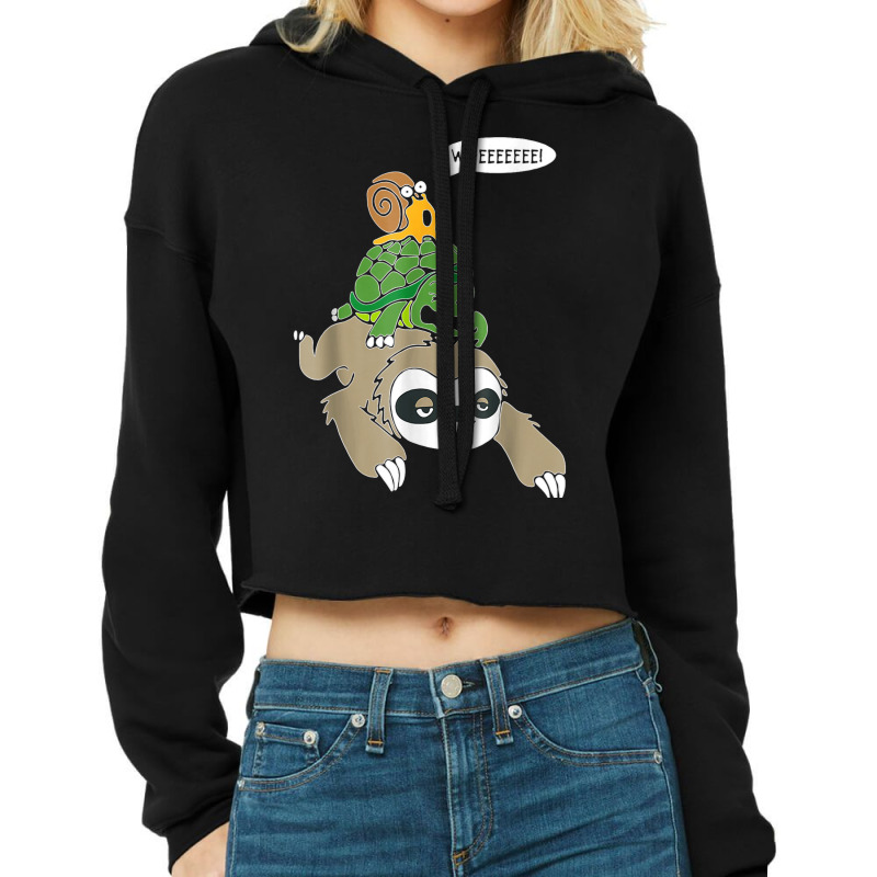 Sloth Turtle Snail Animal Running Wildlife Slowly Cropped Hoodie by CharlesLCross | Artistshot