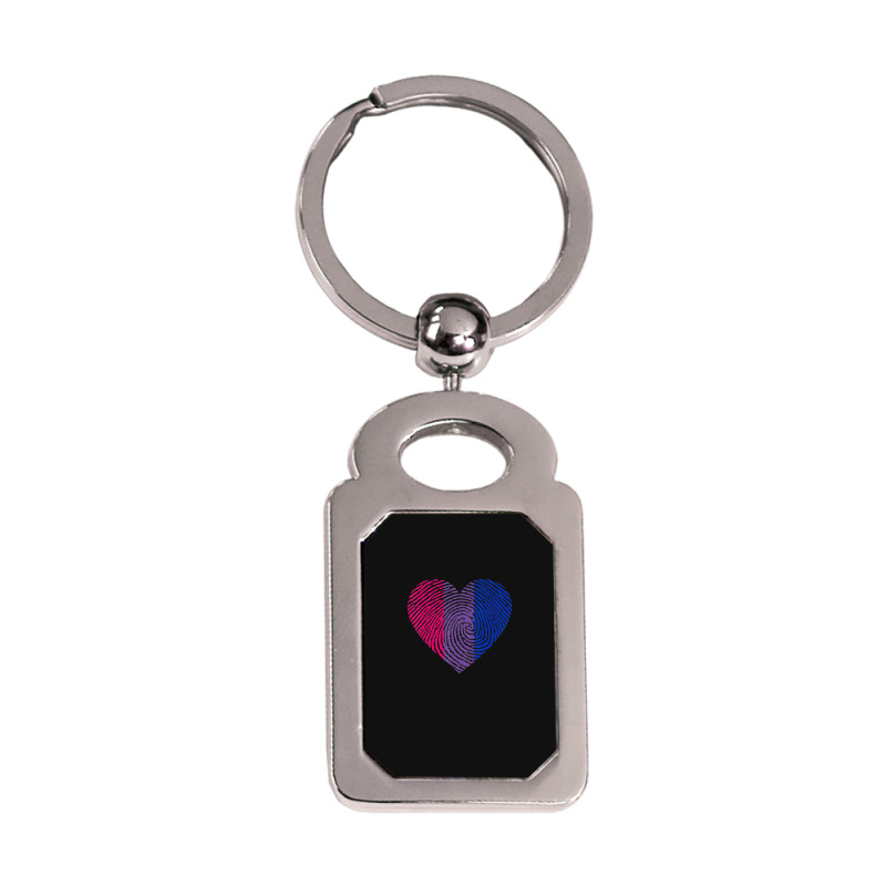 Bisexual Heart Fingerprint Bisexual Pride Month Lgbt Silver Rectangle Keychain by MarkRodriguez | Artistshot