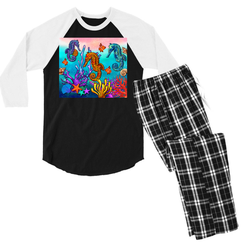 Seahorse Under The Sea Tumbler Men's 3/4 Sleeve Pajama Set | Artistshot