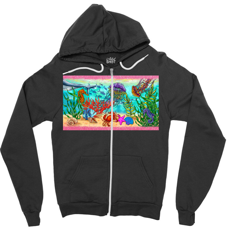 Under The Sea And Sea Creatures   Cup Zipper Hoodie | Artistshot