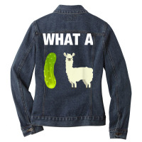 Funny Llama Lover Pun T Shirt What A Dill Llama (dilemma) Ladies Denim Jacket | Artistshot