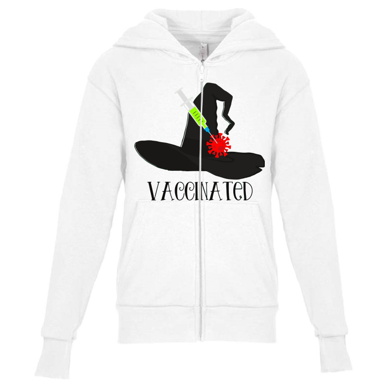 Vaccinated Witch Youth Zipper Hoodie by QuickPick09 | Artistshot