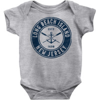 Long Beach Island New Jersey Nj Vintage Boat Anchor & Oars Raglan Base Baby Bodysuit | Artistshot