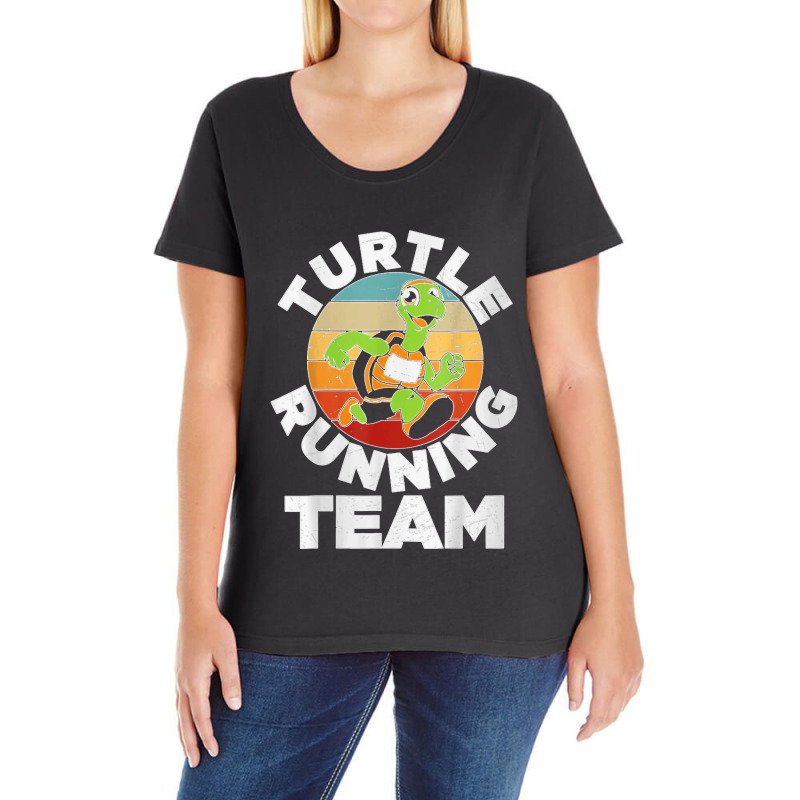 Womens Turtle Running Team Funny Running Fitness Ladies Curvy T-Shirt by CharlesLCross | Artistshot