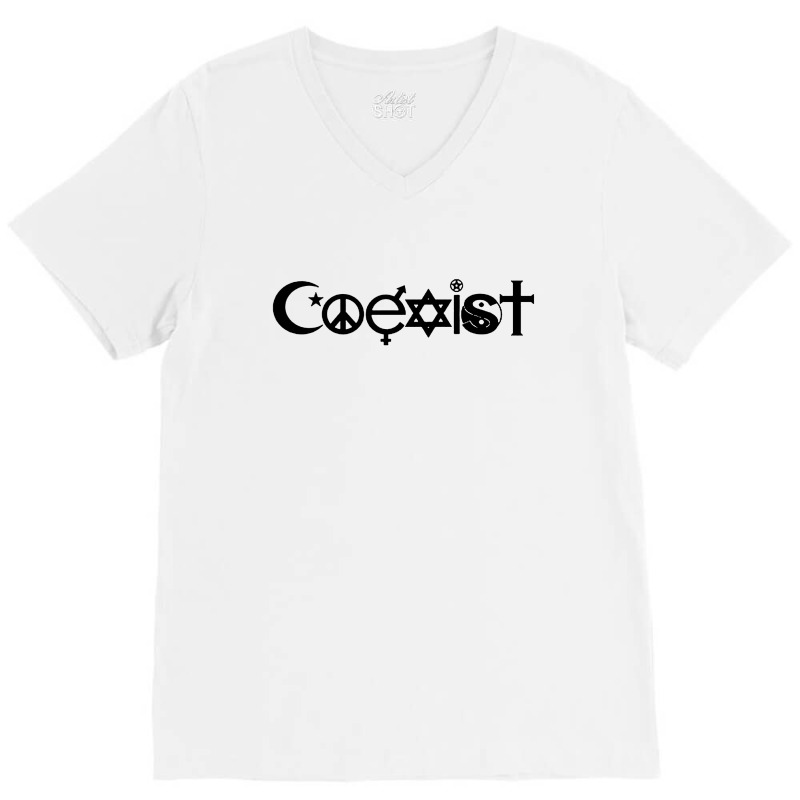 Coexist Symbole1 V-neck Tee | Artistshot