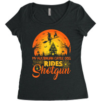 Vintage Sunset Australian Cattle Dog Ride Shotgun Halloween T Shirt Women's Triblend Scoop T-shirt | Artistshot