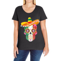 Fiesta Sugar Skull Rose Calavera Mexican Flag Cinco De Mayo  Copy Ladies Curvy T-shirt | Artistshot