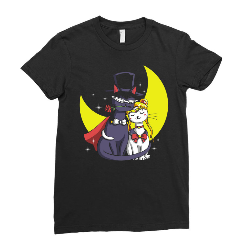 Moonlight Cats Ladies Fitted T-Shirt by Valerie_Art | Artistshot