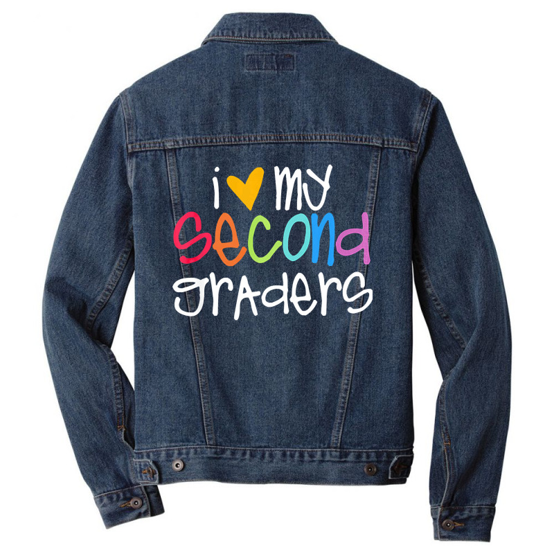 2nd Grade Teacher Shirts I Love My Second Graders Men Denim Jacket | Artistshot