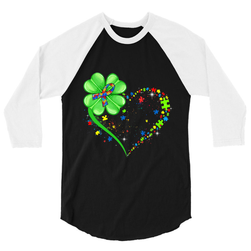 Autism St Patricks Day Clover 3/4 Sleeve Shirt | Artistshot