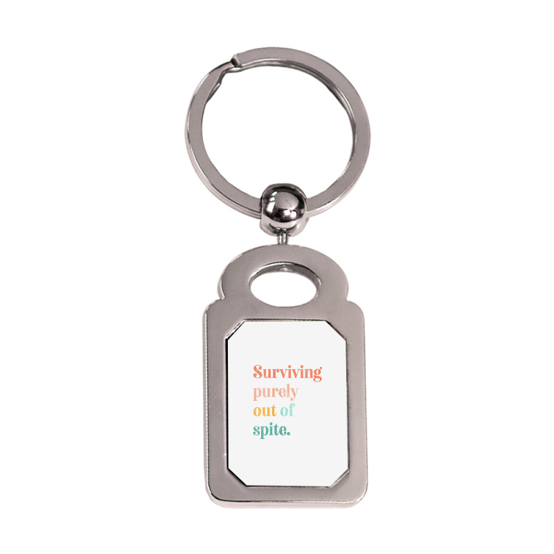 Womens Teens Living Out Of Spite, Surviving Purely Out Of Spite V Neck Silver Rectangle Keychain | Artistshot