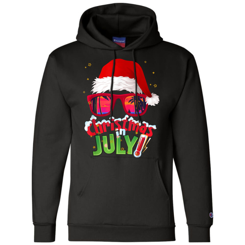 Funny Christmas In July Shirt Summer Santa Sunglasses Xmas T Shirt Champion Hoodie | Artistshot