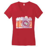 Kisspng Camera Photography Watercolor Painting Drawing Vector Painted Women's V-neck T-shirt | Artistshot