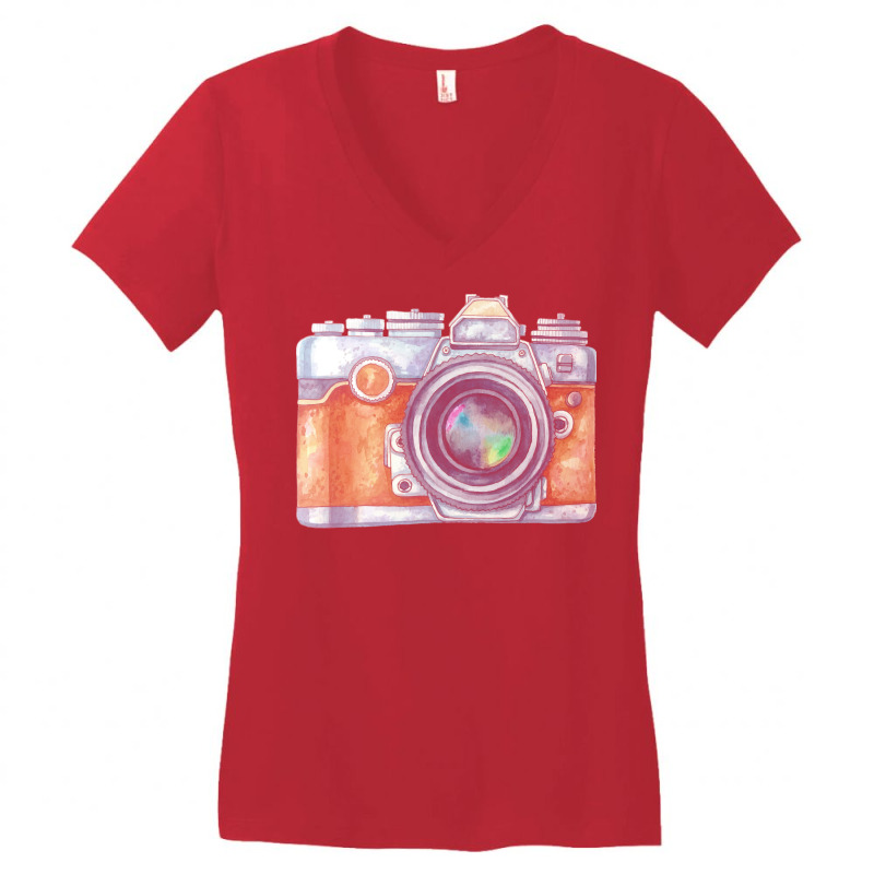 Kisspng Camera Photography Watercolor Painting Drawing Vector Painted Women's V-Neck T-Shirt by elephantjellyfish | Artistshot