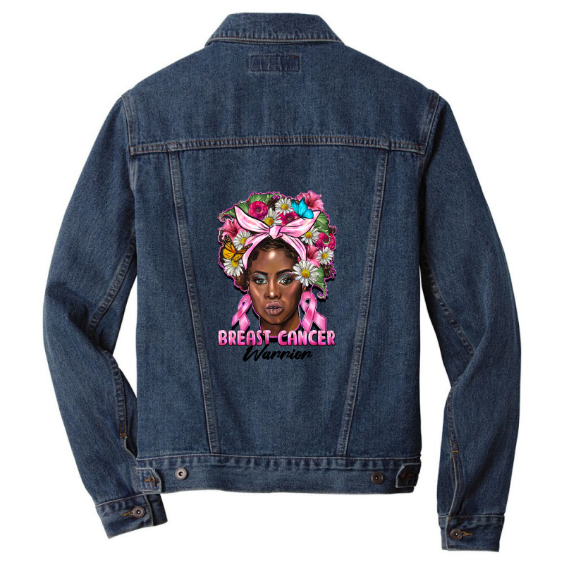 Breast Cancer Warrior Black Woman Men Denim Jacket | Artistshot