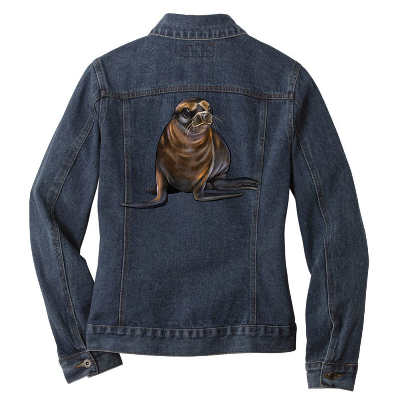 Sea Lion Illustrations Ladies Denim Jacket by LillyAllenDesigns | Artistshot