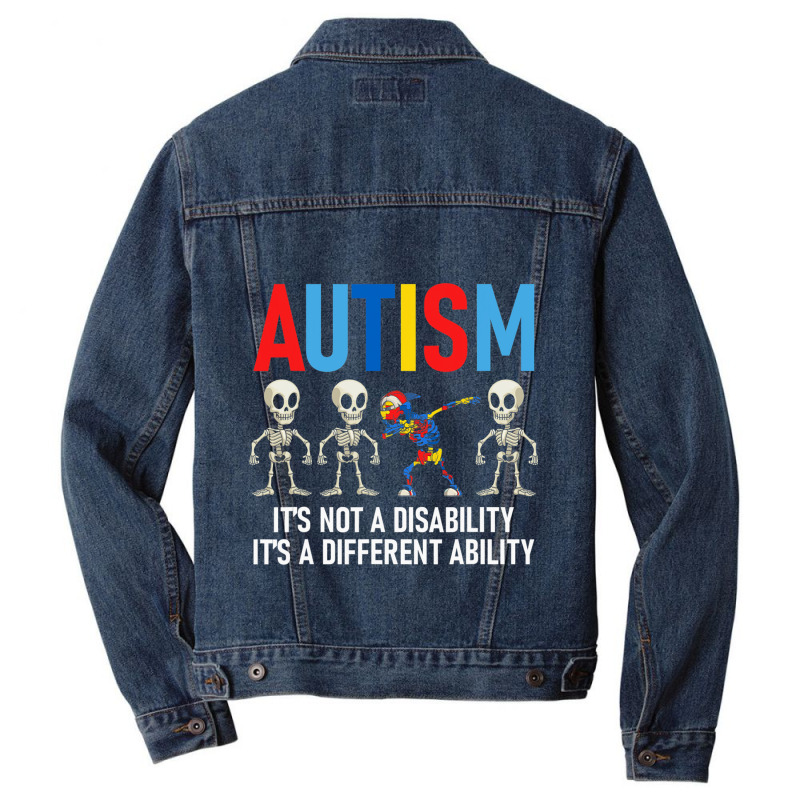 Dabbing Skeleton Not A Disability Autism Awareness Men Denim Jacket by LindsayYuha | Artistshot