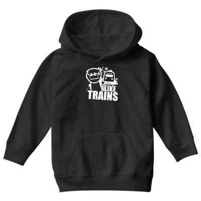 I Like Trains Youth Hoodie Designed By Ancart