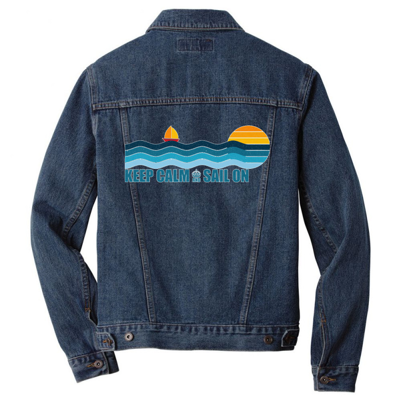 Keep Calm And Sail On   Sailing, Sailboat Retro Sunset Premium T Shirt Men Denim Jacket | Artistshot