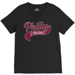 retro philadelphia baseball vintage philly swoosh t shirt V-Neck Tee | Artistshot