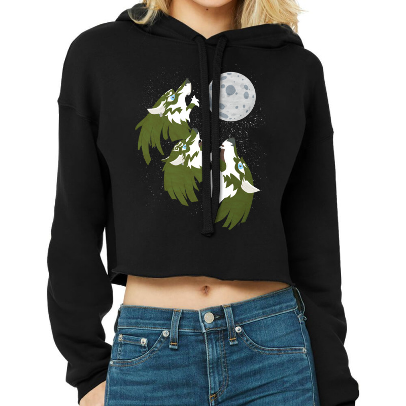 Three Wolf Link Moon Cropped Hoodie by time5803 | Artistshot